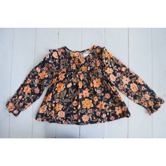 Old Navy Girl's Floral Smocked-Ruffle Long-Sleeve Top - Size S (6-7) - Picture 2 of 6